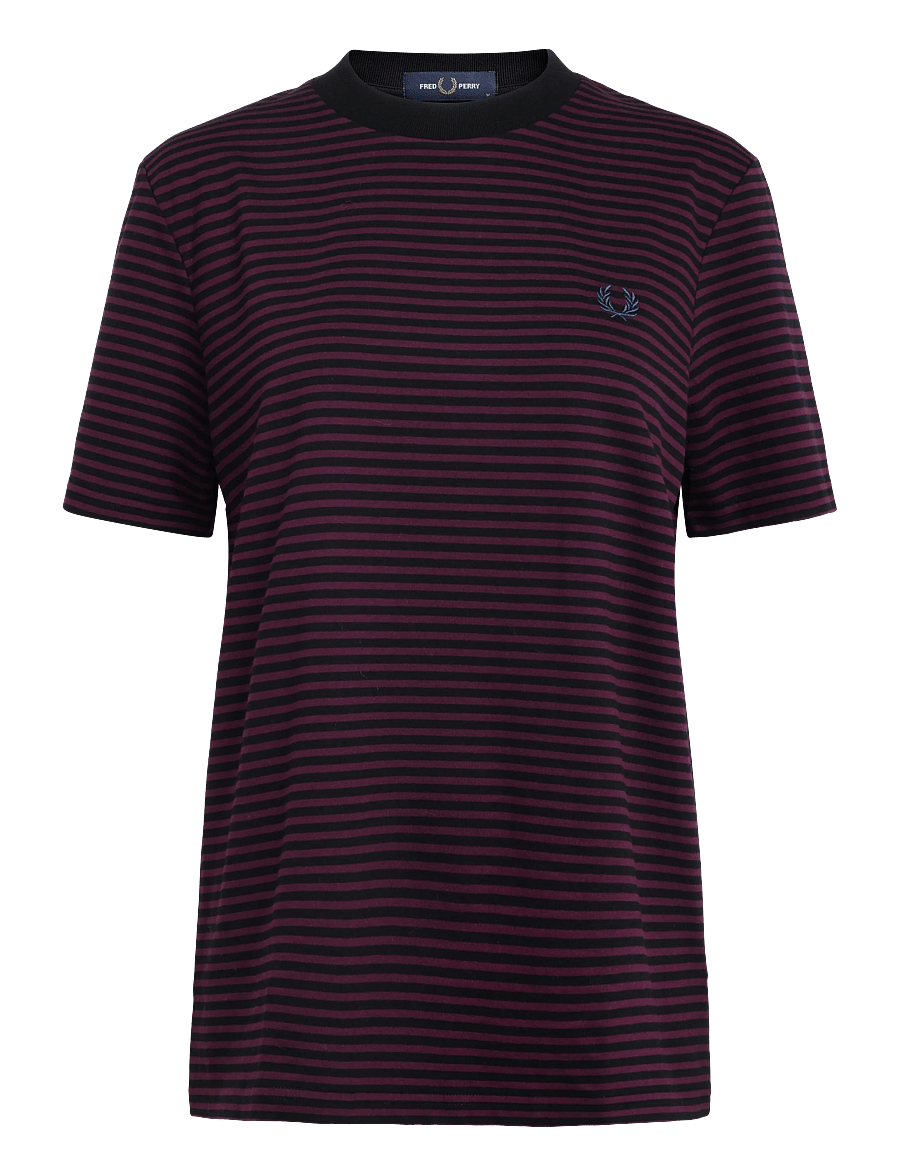 Fred Perry - FINE STRIPE HEAVYWEIGHT TSHIRT - lühikeste varrukatega t-särgid - plum - 0