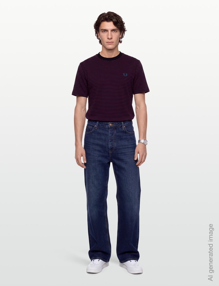 Fred Perry - FINE STRIPE HEAVYWEIGHT TSHIRT - kortärmade t-shirts - plum - 0