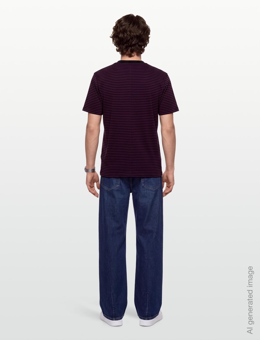 Fred Perry - FINE STRIPE HEAVYWEIGHT TSHIRT - kortärmade t-shirts - plum - 4