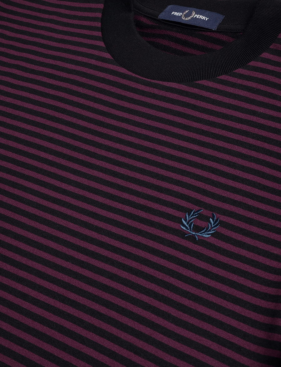 Fred Perry - FINE STRIPE HEAVYWEIGHT TSHIRT - lühikeste varrukatega t-särgid - plum - 2