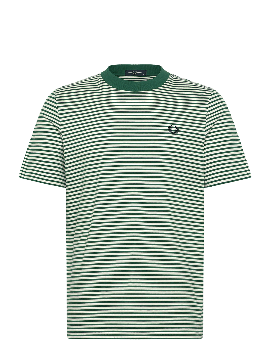 Fred Perry - FINE STRIPE HEAVYWEIGHT TSHIRT - kortærmede t-shirts - sport green - 1