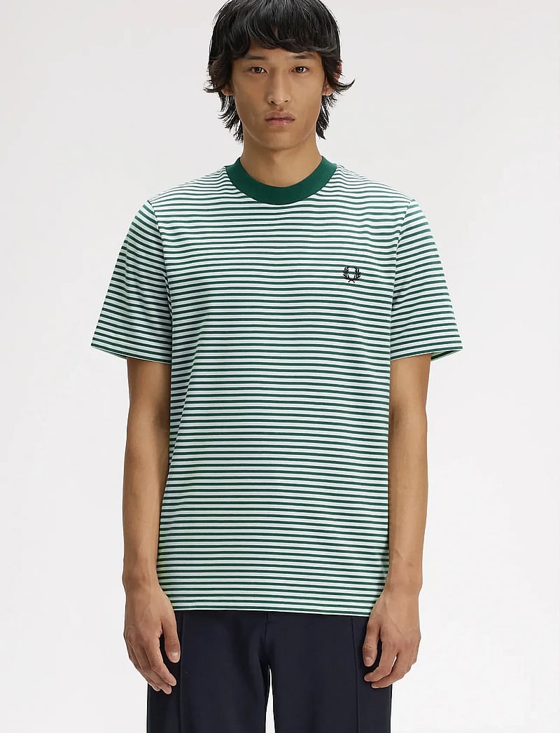 Fred Perry - FINE STRIPE HEAVYWEIGHT TSHIRT - kurzärmelig - sport green - 0