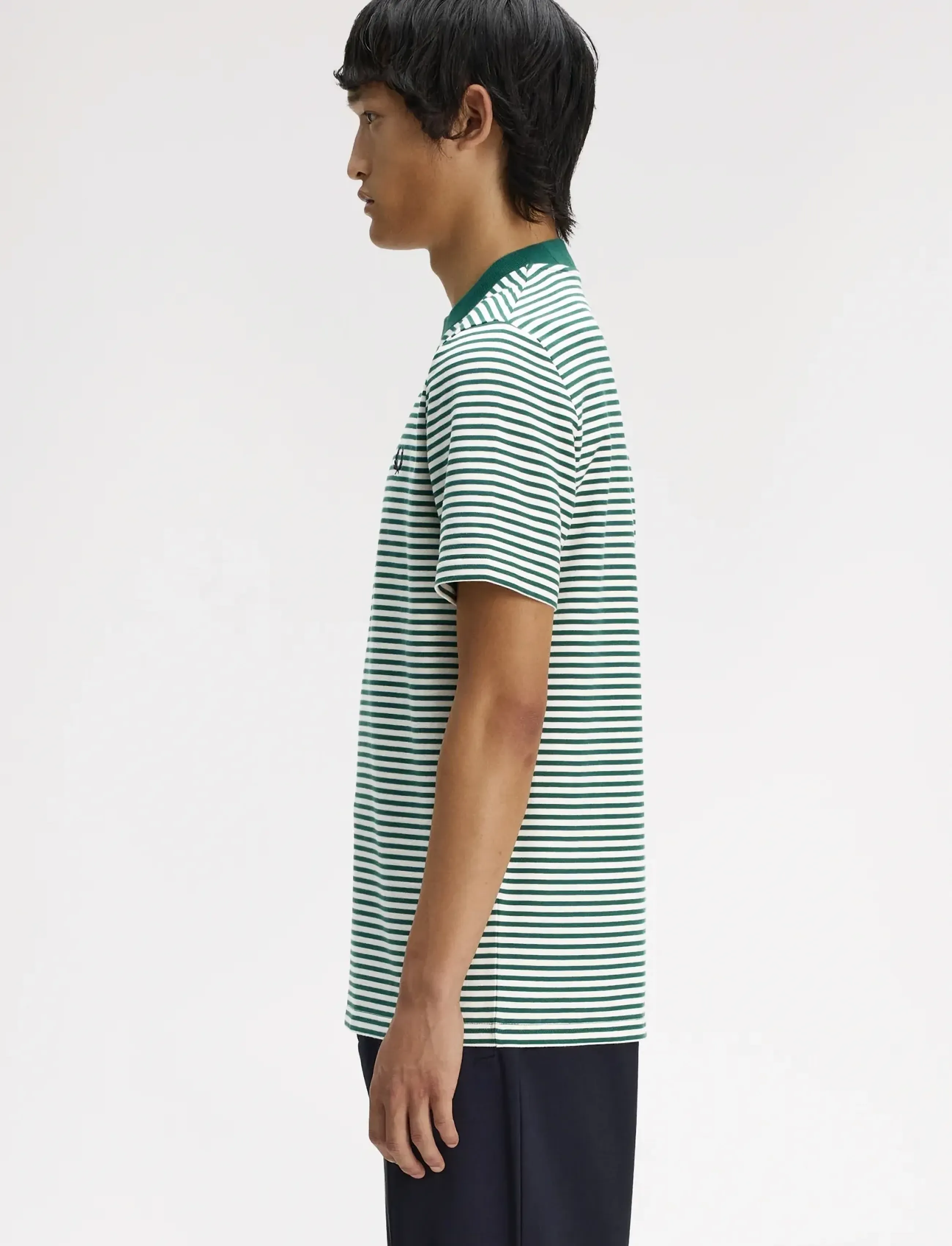 Fred Perry - FINE STRIPE HEAVYWEIGHT TSHIRT - short-sleeved t-shirts - sport green - 3
