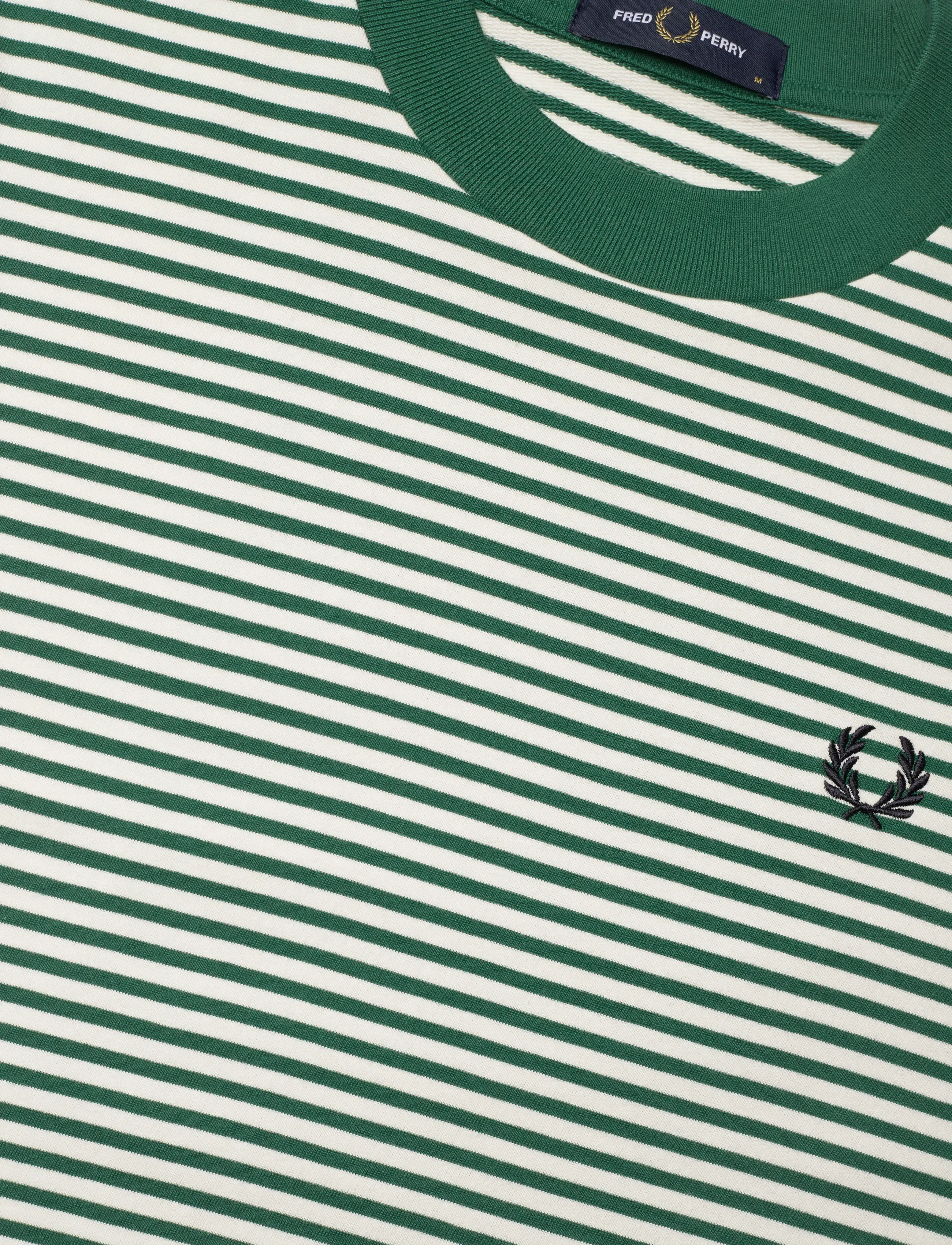 Fred Perry - FINE STRIPE HEAVYWEIGHT TSHIRT - short-sleeved t-shirts - sport green - 4