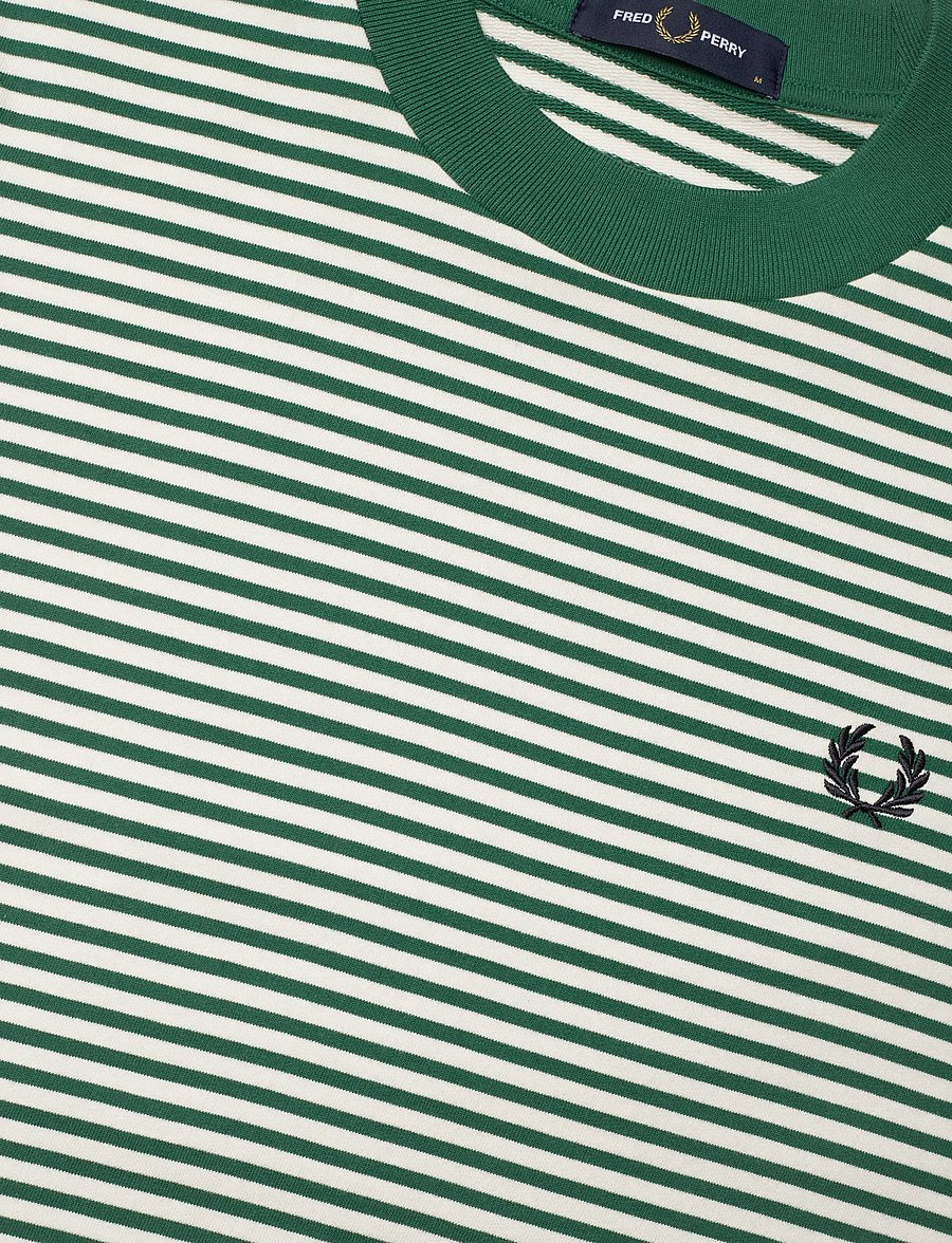 Fred Perry - FINE STRIPE HEAVYWEIGHT TSHIRT - kortærmede t-shirts - sport green - 4