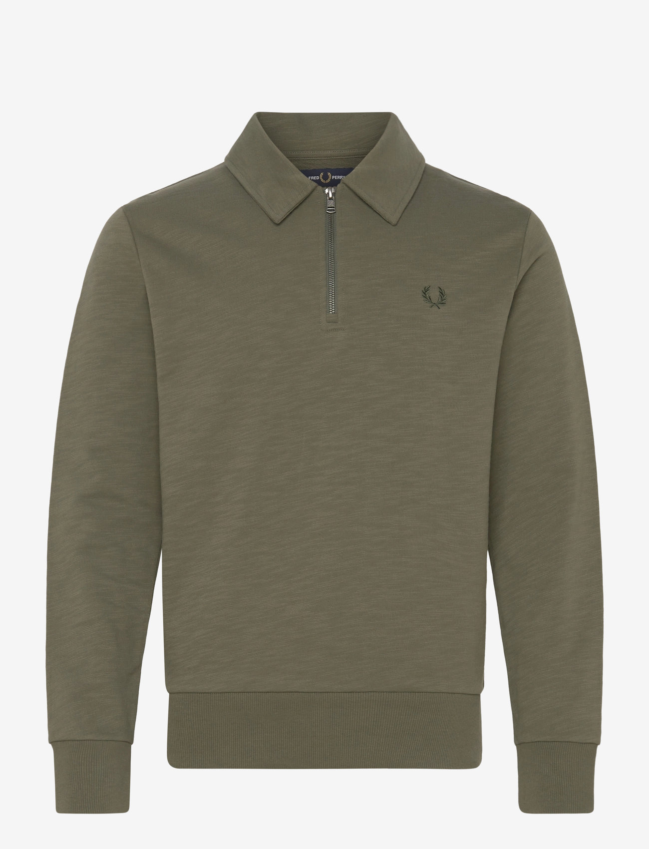 Fred Perry - Z/N COLLAR SWEATSHIRT - pikkade varrukatega polod - laurel wreath green - 1