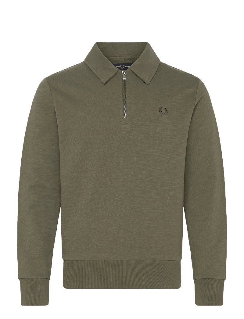 Fred Perry - Z/N COLLAR SWEATSHIRT - pikkade varrukatega polod - laurel wreath green - 1