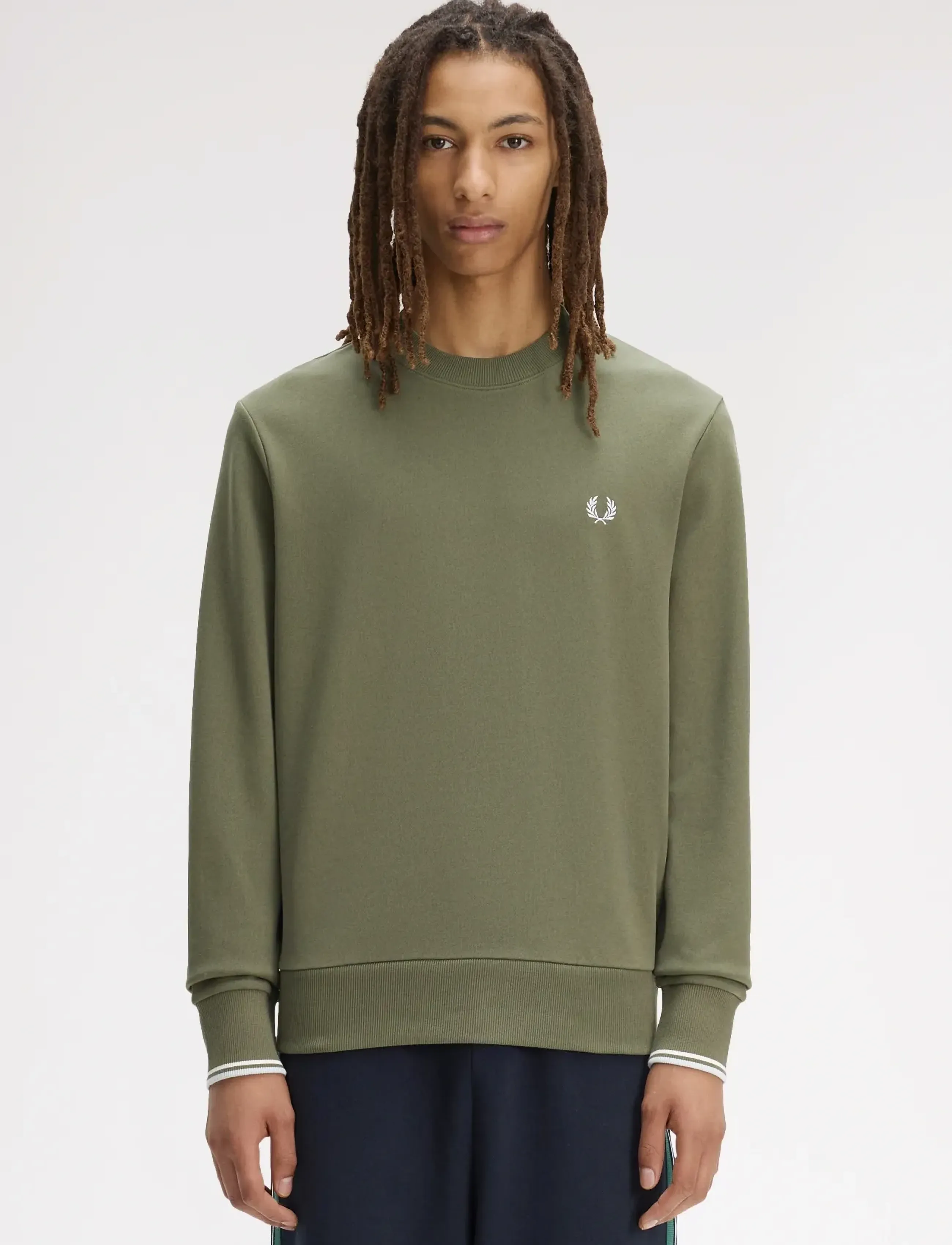 Fred Perry Crew Neck Sweatshirt, XL, Sweatshirts & Hoodies, Khakigrün - Sweatshirts, Männerswear