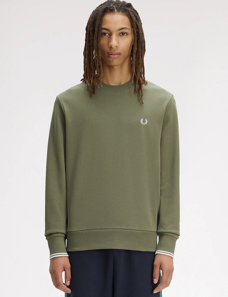 Fred Perry - CREW NECK SWEATSHIRT - sweatshirts - laurel wreath green / ecru / d - 0
