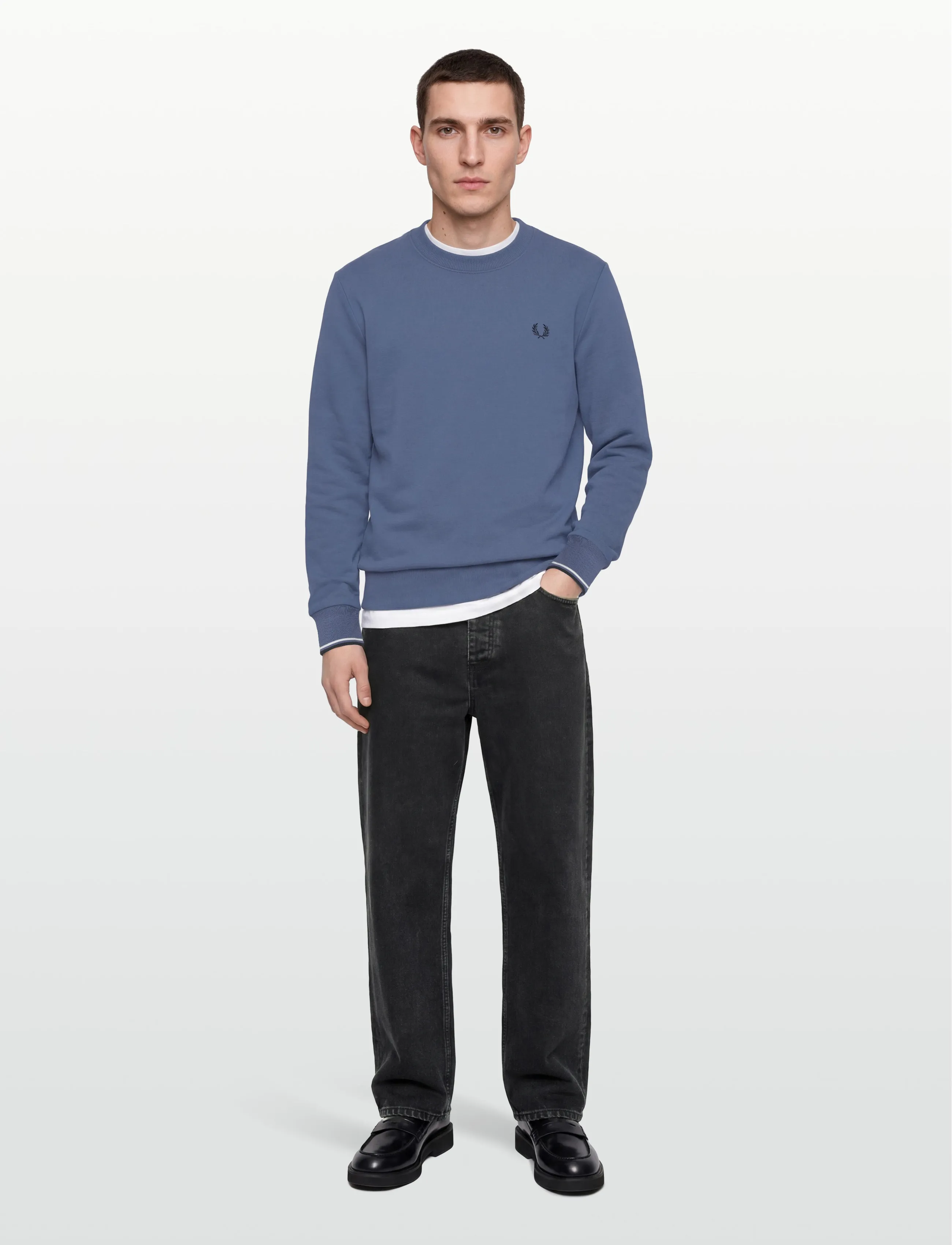 Fred Perry Crew Neck Sweatshirt, XL, Blue, Sweatshirts & Hættetrøjer > Sweatshirts, Herre