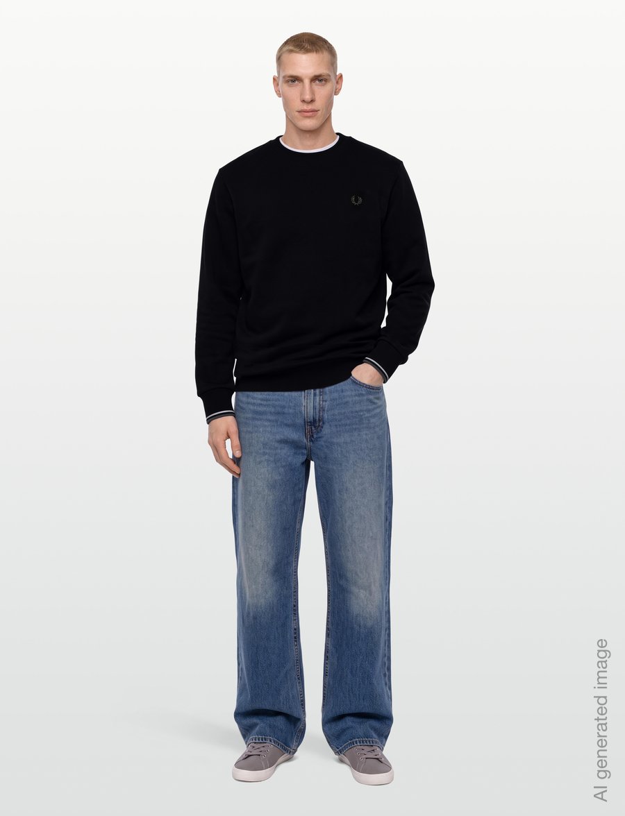 Fred Perry - CREW NECK SWEATSHIRT - sweatshirts - blk/ecr/lrlwgren - 0