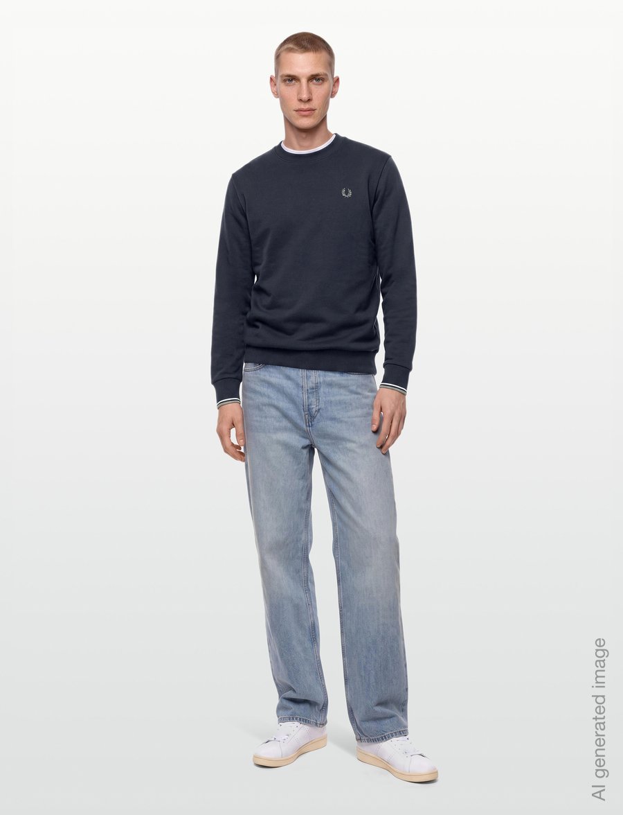 Fred Perry - CREW NECK SWEATSHIRT - sweatshirts - dkaf/ecru/seagrs - 0