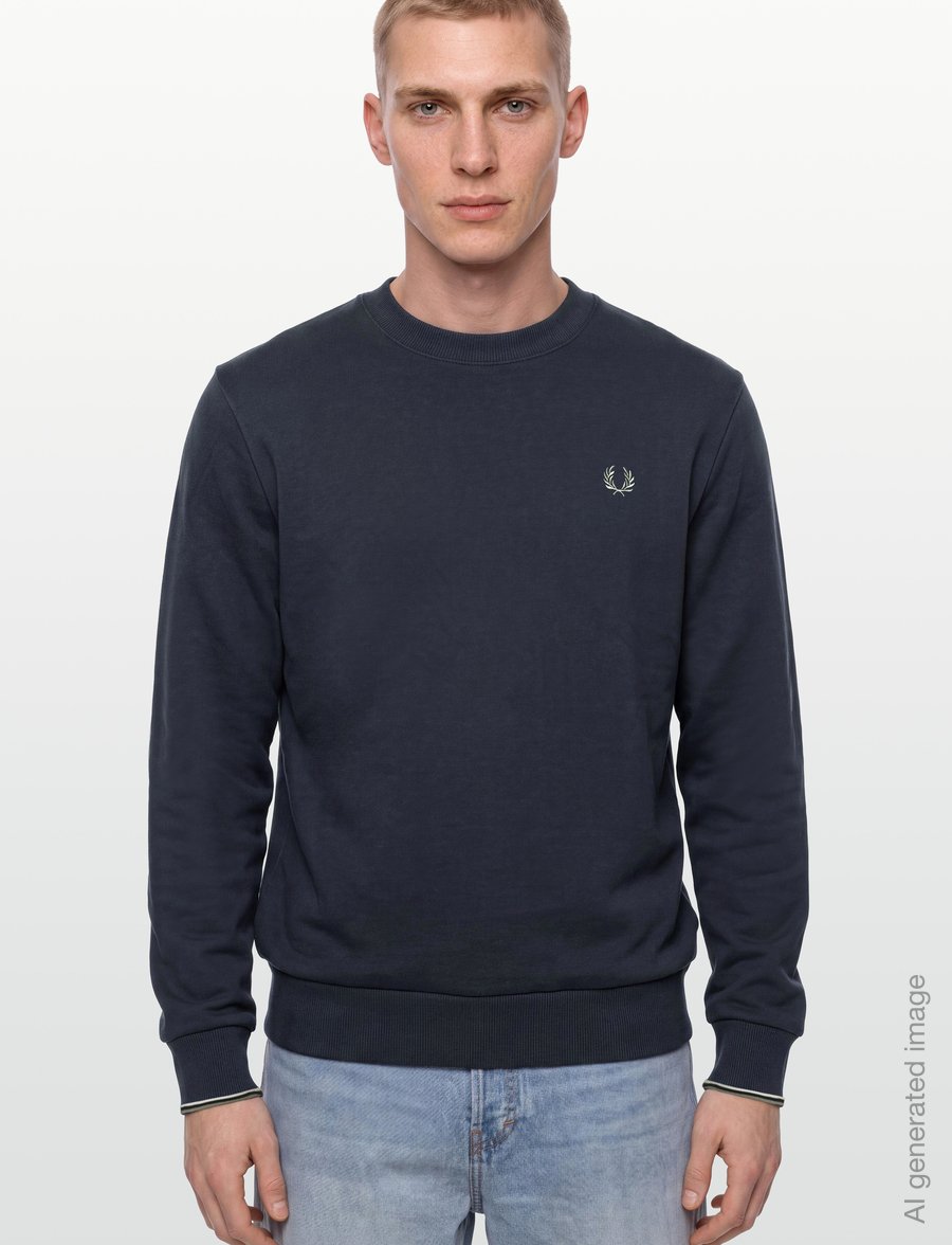 Fred Perry - CREW NECK SWEATSHIRT - sweatshirts - dkaf/ecru/seagrs - 3