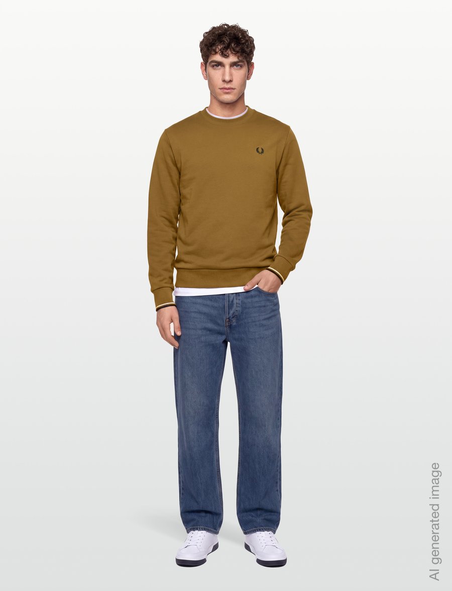 Fred Perry - CREW NECK SWEATSHIRT - sweatshirts - dkca/dskbl/ngtgr - 0