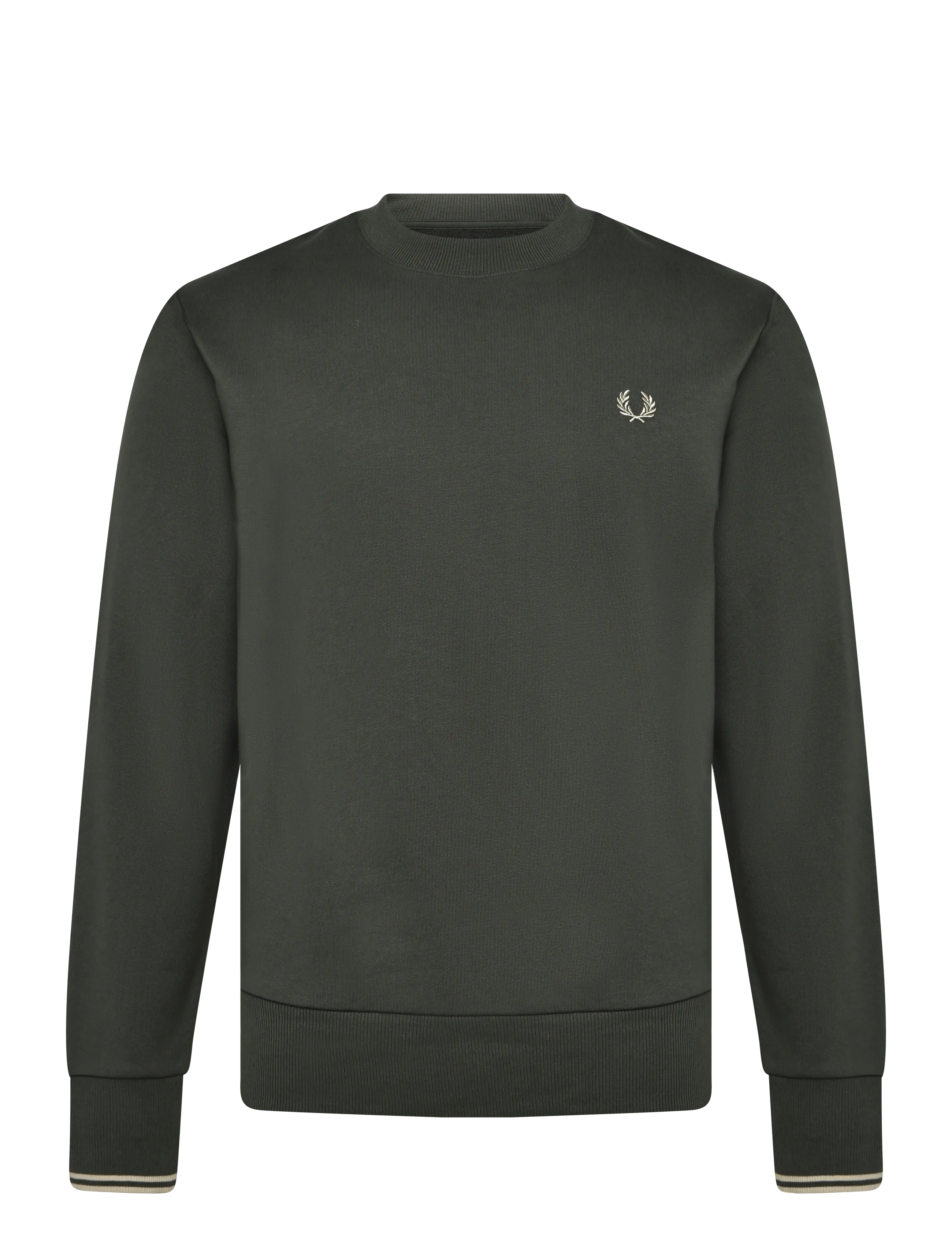 Fred Perry CREW NECK SWEATSHIRT - Sweatshirts - FIELDGREEN/OATME / green
