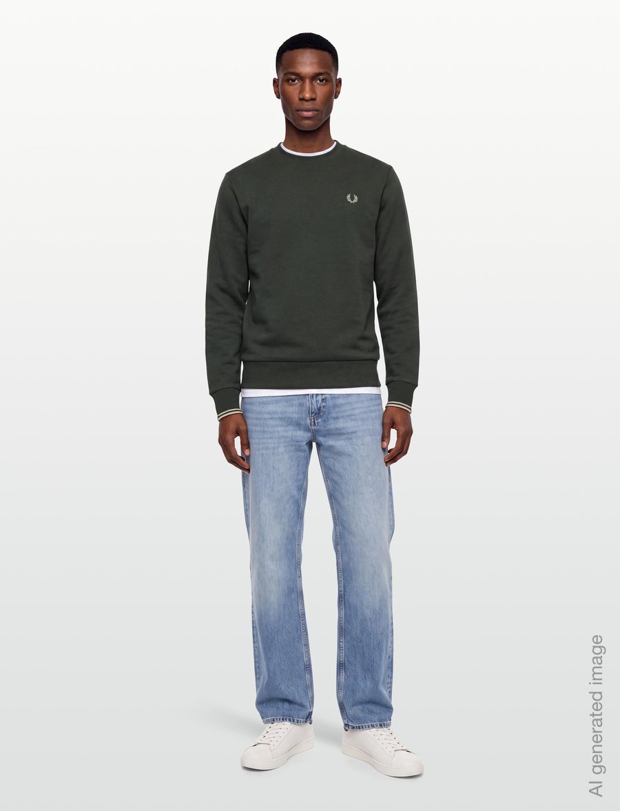 Fred Perry - CREW NECK SWEATSHIRT - shop efter anledning - fieldgreen/oatme - 0