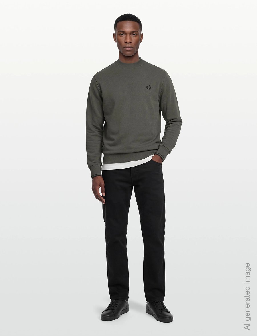 Fred Perry - CREW NECK SWEATSHIRT - sweatshirts - field grn/black - 0