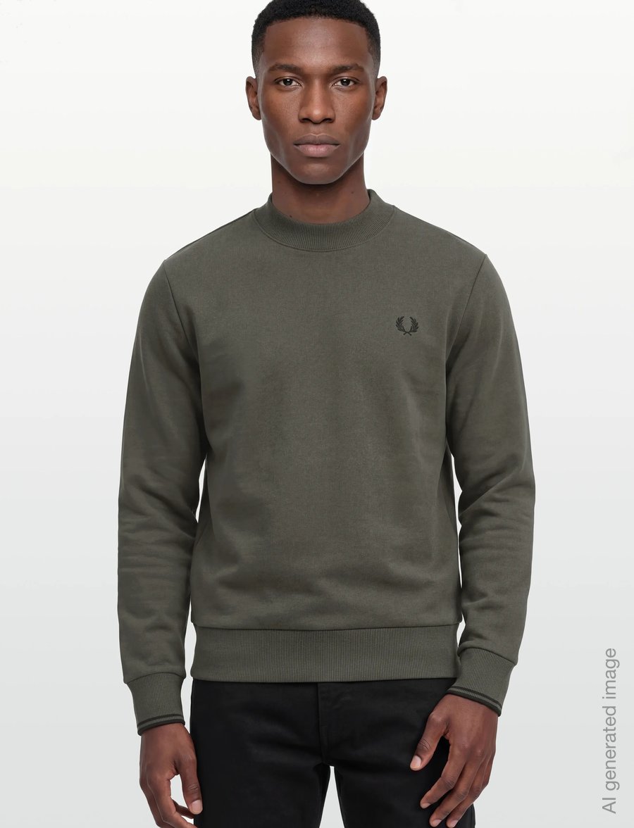 Fred Perry - CREW NECK SWEATSHIRT - sweatshirts - field grn/black - 3
