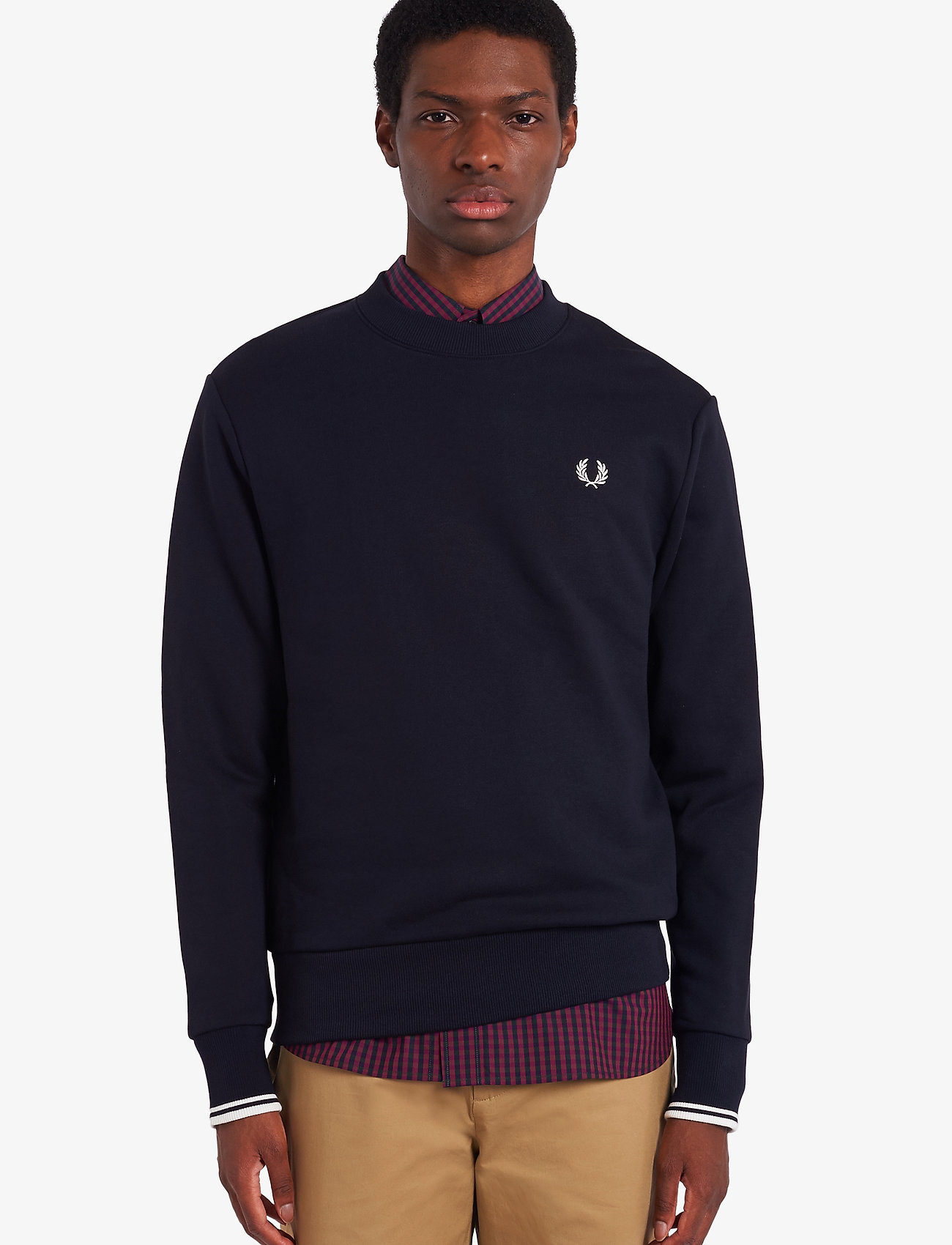 Fred Perry Crew Neck Sweatshirt, S, Navy, Sweatshirts & Hættetrøjer > Sweatshirts, Herre