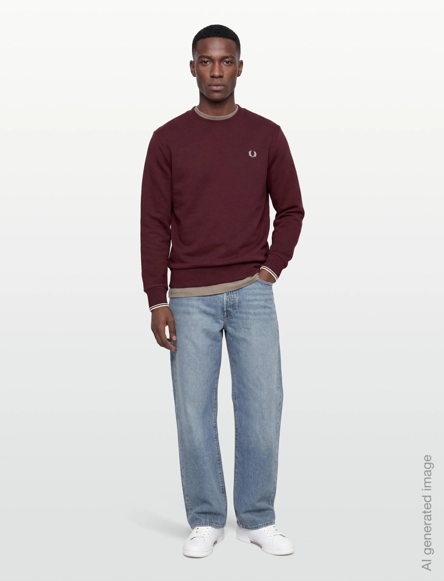 Fred Perry - CREW NECK SWEATSHIRT - shop by occasion - oxblood/ecru - 0