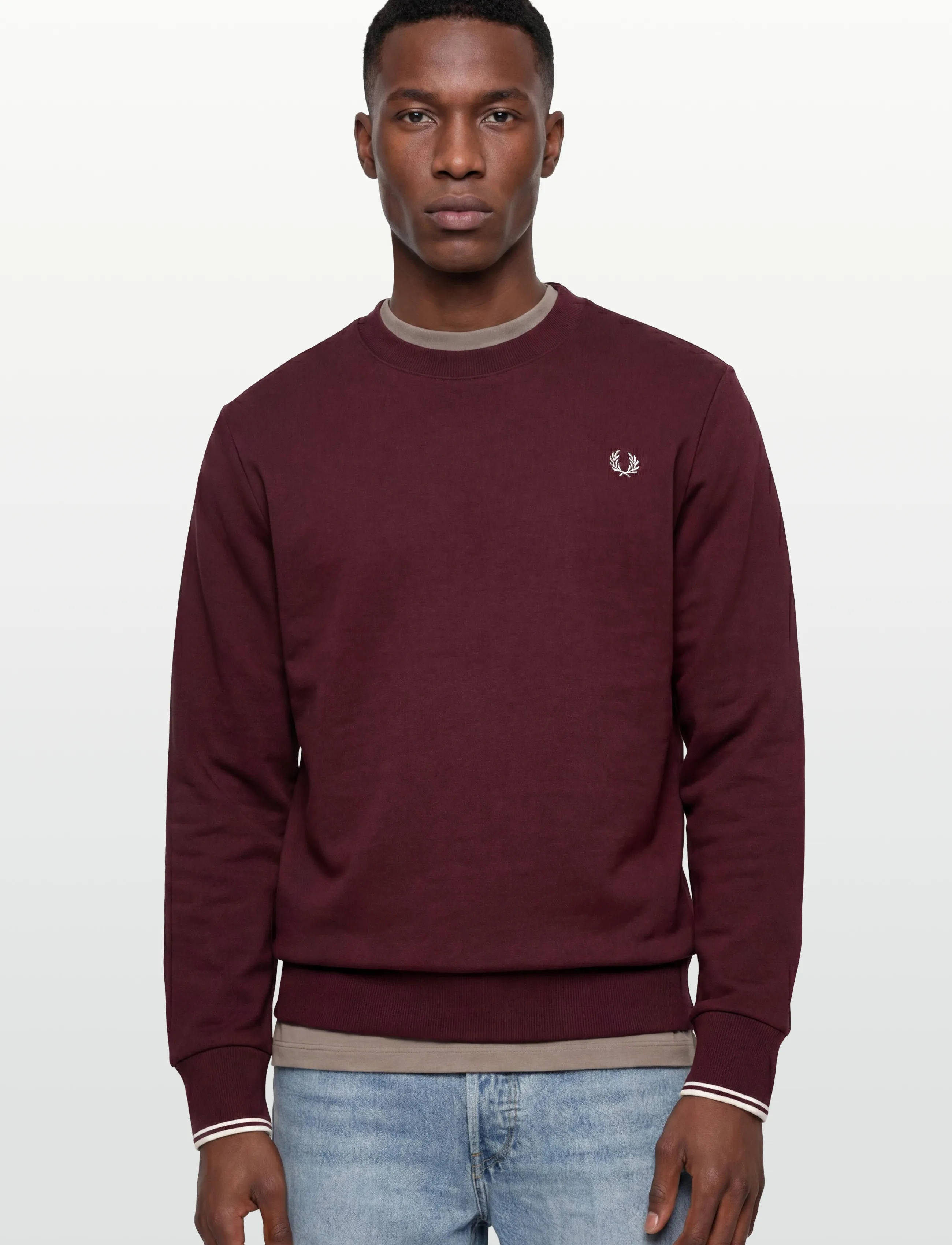Fred Perry - CREW NECK SWEATSHIRT - sweatshirts - oxblood/ecru - 3