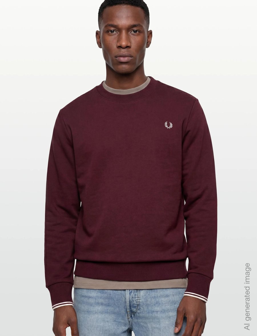 Fred Perry - CREW NECK SWEATSHIRT - shop by occasion - oxblood/ecru - 3