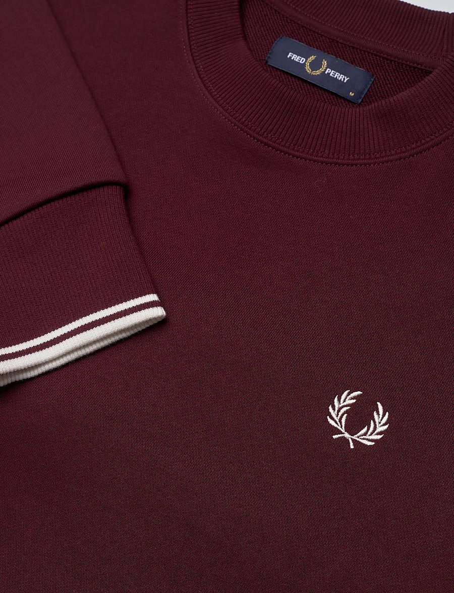 Fred Perry - CREW NECK SWEATSHIRT - shop by occasion - oxblood/ecru - 5