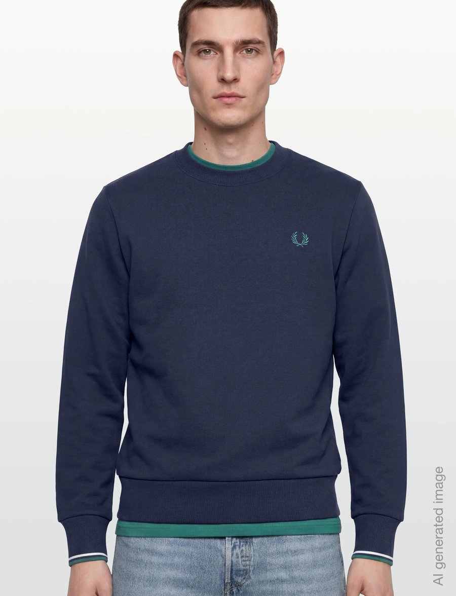 Fred Perry - CREW NECK SWEATSHIRT - shoppa efter tillfälle - tnsbl/snwht/dpmt - 3