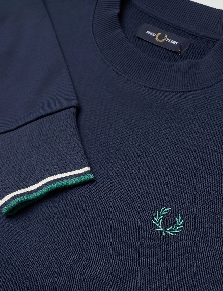 Fred Perry - CREW NECK SWEATSHIRT - shoppa efter tillfälle - tnsbl/snwht/dpmt - 5