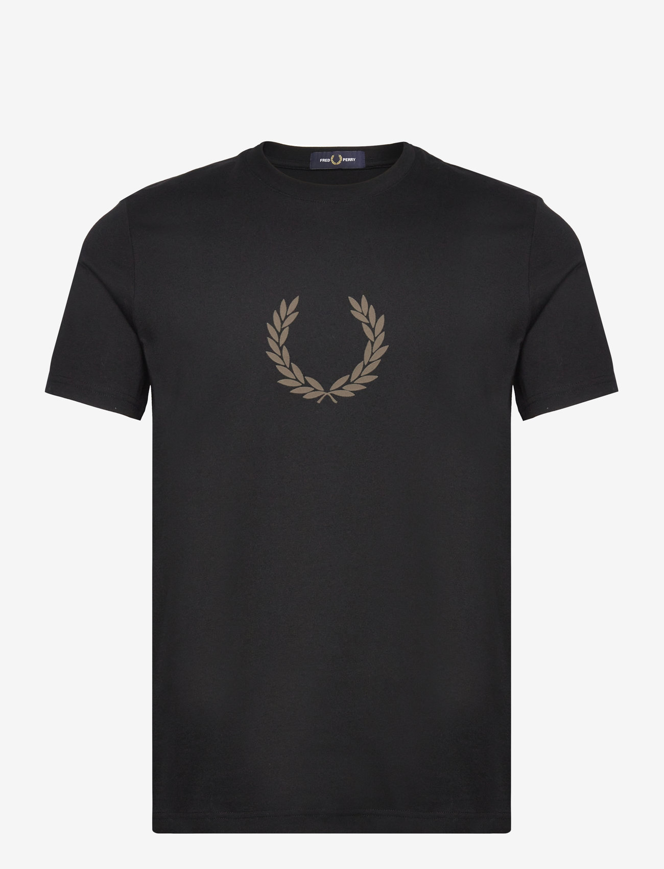 Fred Perry - FLOCKED LAUREL WREATH GRA TEE - black/warm grey - 0