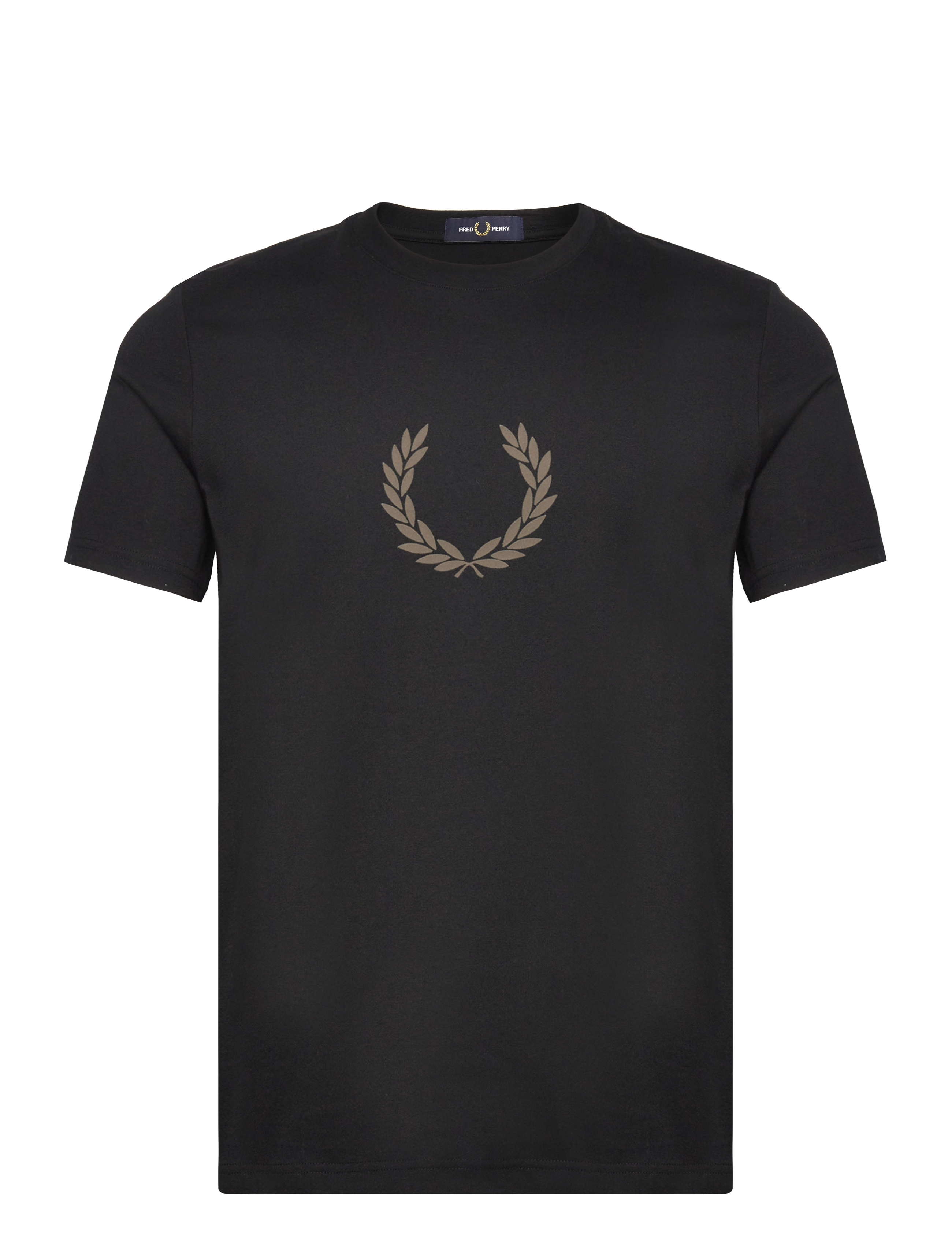 FLOCKED LAUREL WREATH GRA TEE - BLACK/WARM GREY