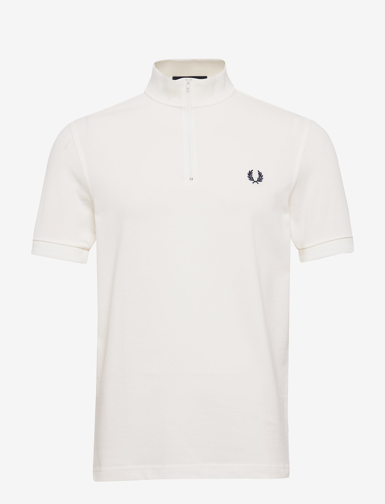 STRIPE ZIP/N POLO - SNOW WHITE