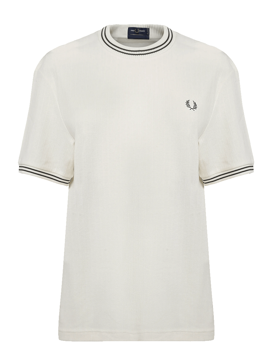 Fred Perry - RIBBED JERSEY T-SHIRT - short-sleeved t-shirts - ecru - 1