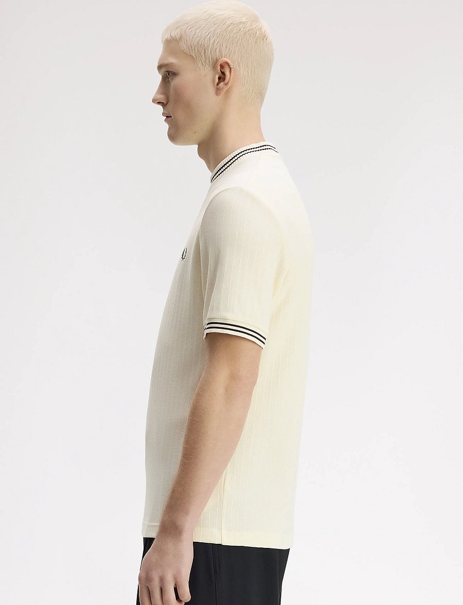 Fred Perry - RIBBED JERSEY T-SHIRT - short-sleeved t-shirts - ecru - 3