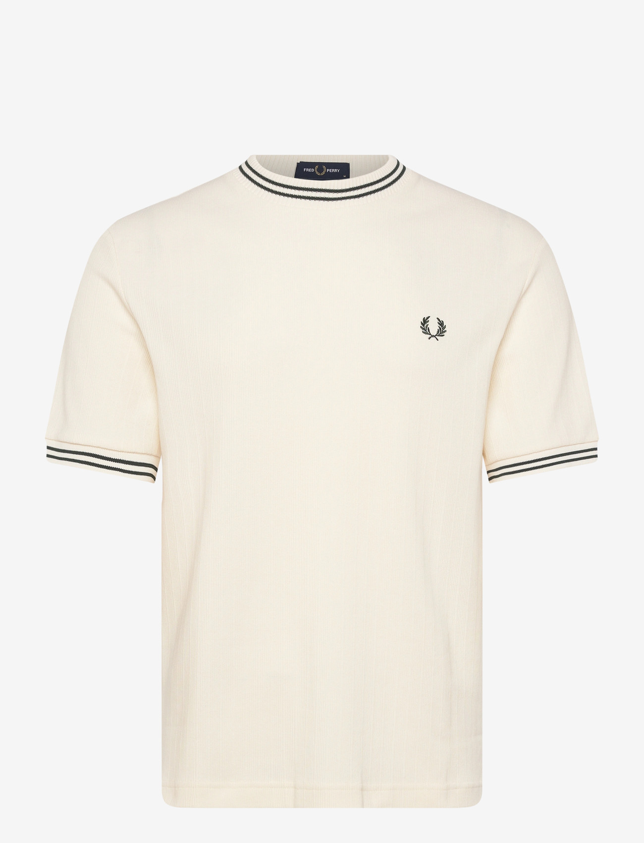 Fred Perry - RIBBED JERSEY T-SHIRT - kortærmede t-shirts - ecru - 1