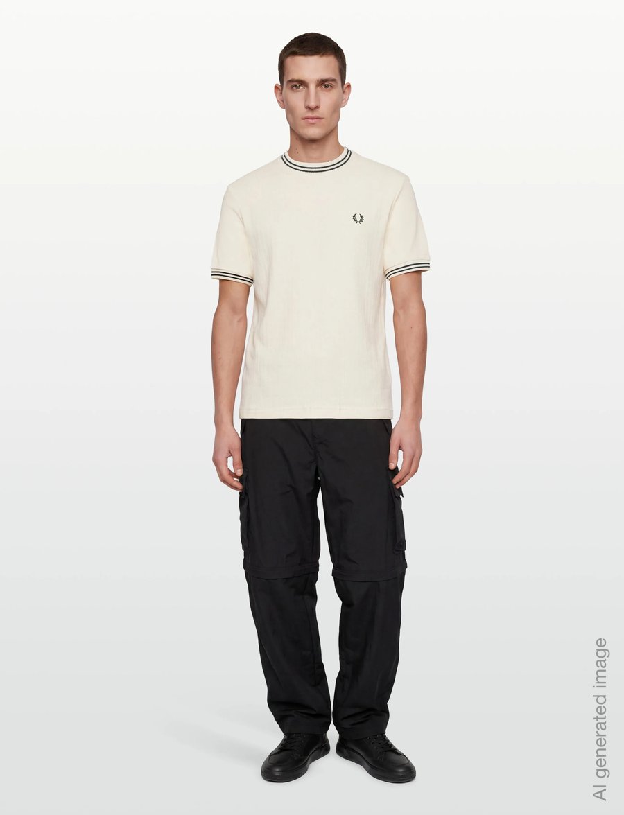 Fred Perry - RIBBED JERSEY T-SHIRT - lühikeste varrukatega t-särgid - ecru - 0