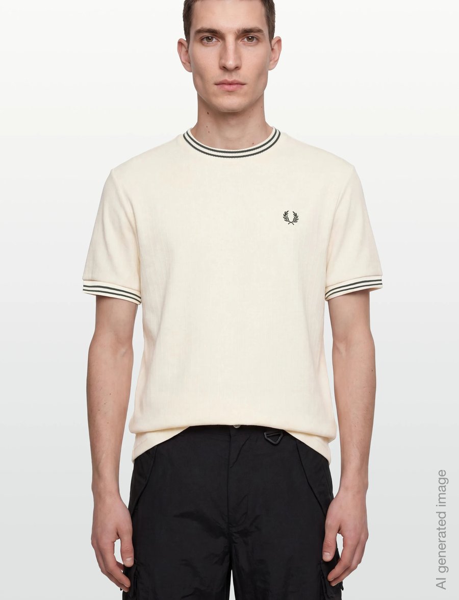 Fred Perry - RIBBED JERSEY T-SHIRT - lühikeste varrukatega t-särgid - ecru - 3