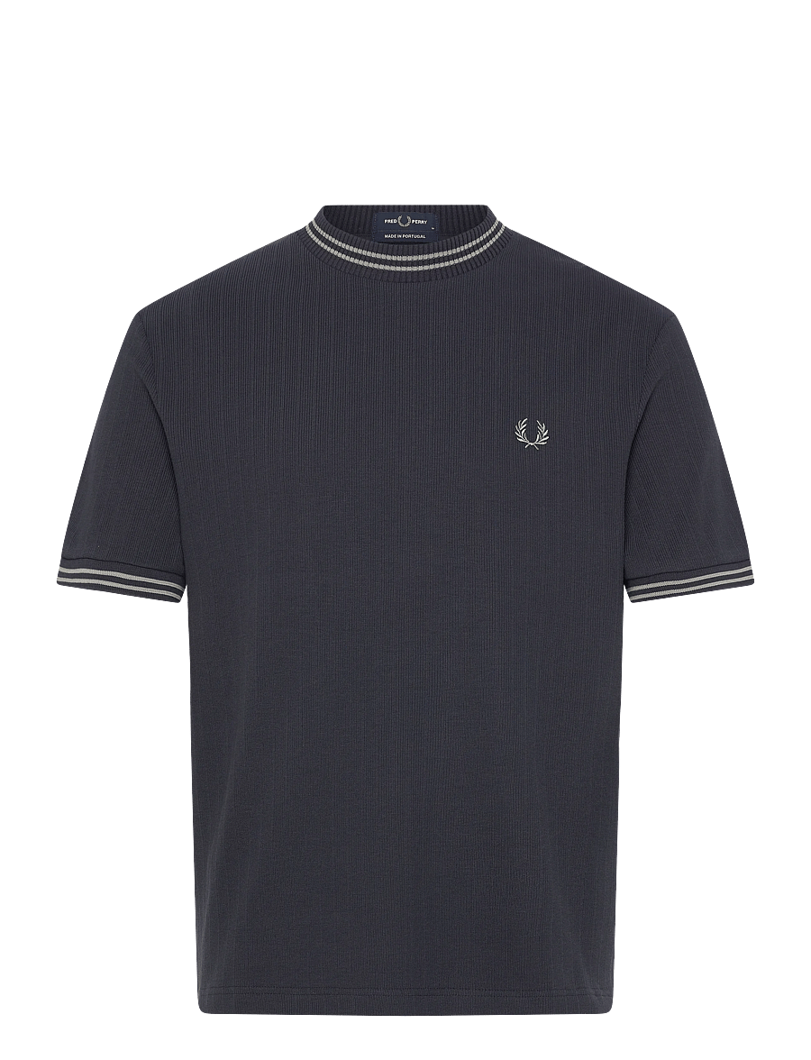 Fred Perry - RIBBED JERSEY T-SHIRT - short-sleeved t-shirts - navy - 1