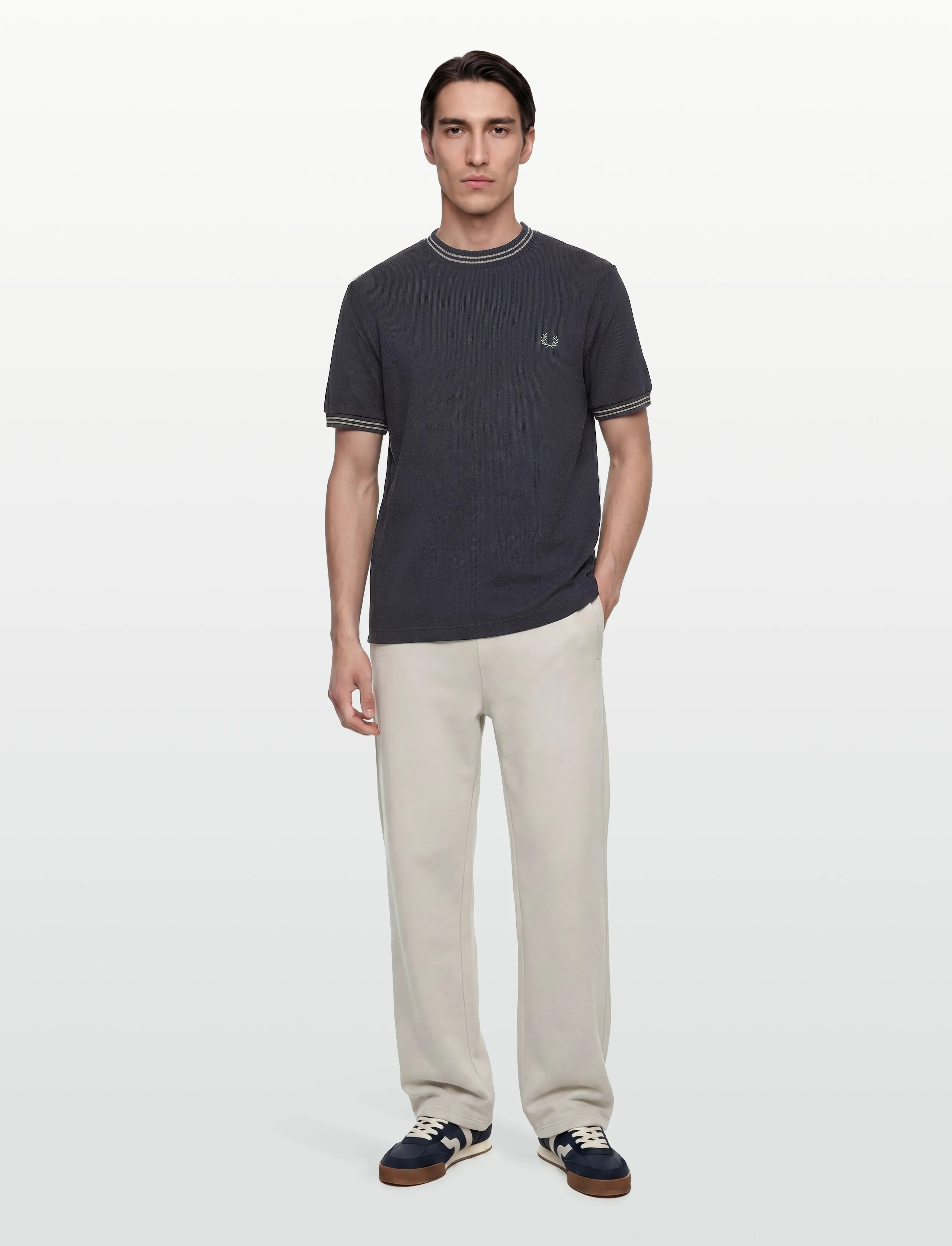 Fred Perry RIBBED JERSEY T-SHIRT - T-Shirts - NAVY / navy