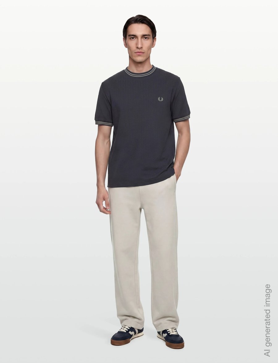Fred Perry - RIBBED JERSEY T-SHIRT - short-sleeved t-shirts - navy - 0