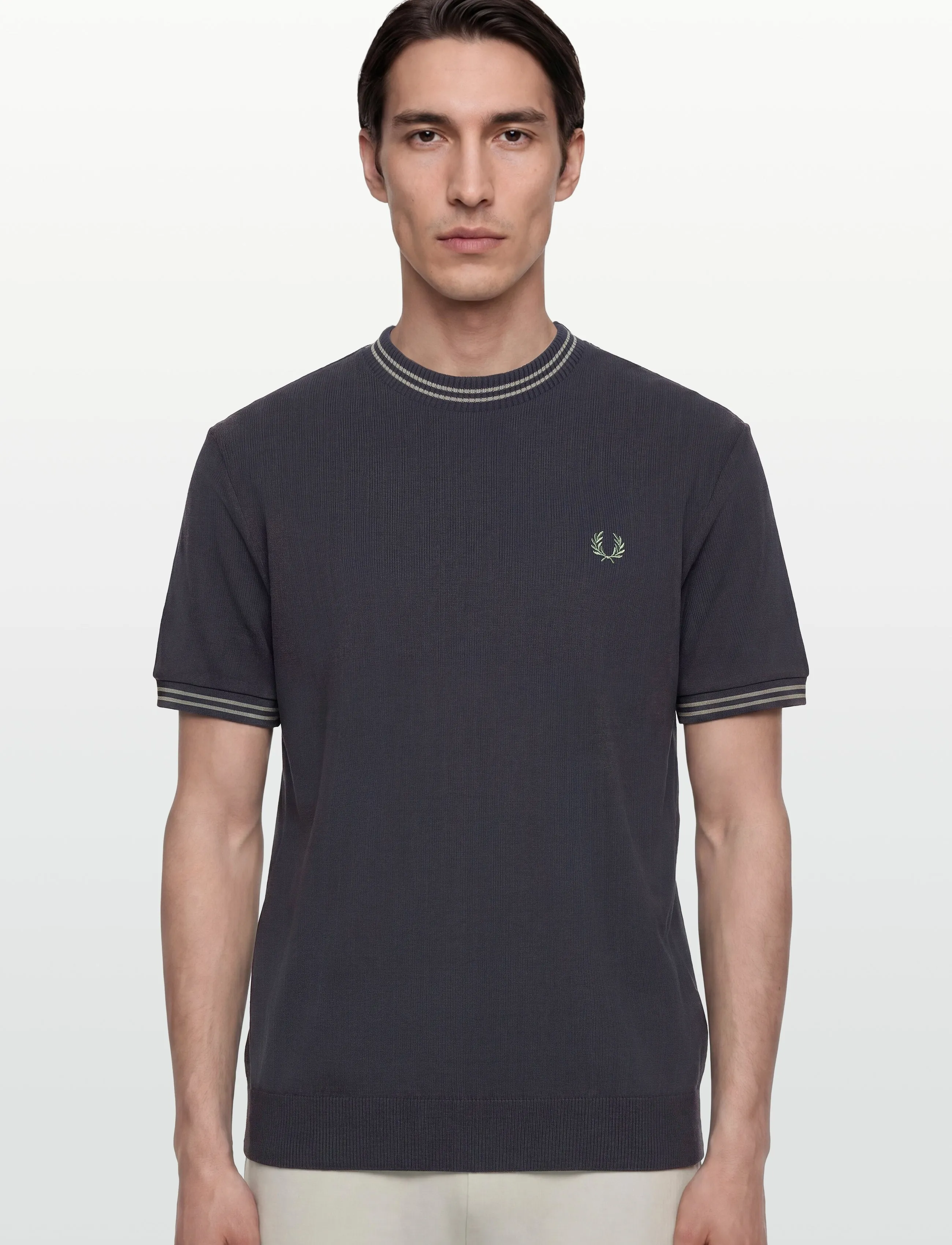 Fred Perry - RIBBED JERSEY T-SHIRT - t-krekli ar īsām piedurknēm - navy - 3