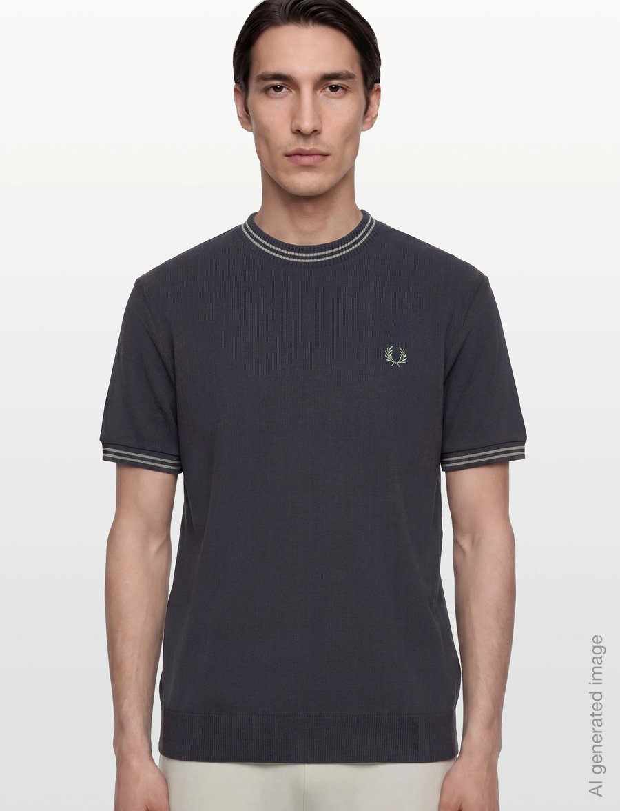 Fred Perry - RIBBED JERSEY T-SHIRT - short-sleeved t-shirts - navy - 3