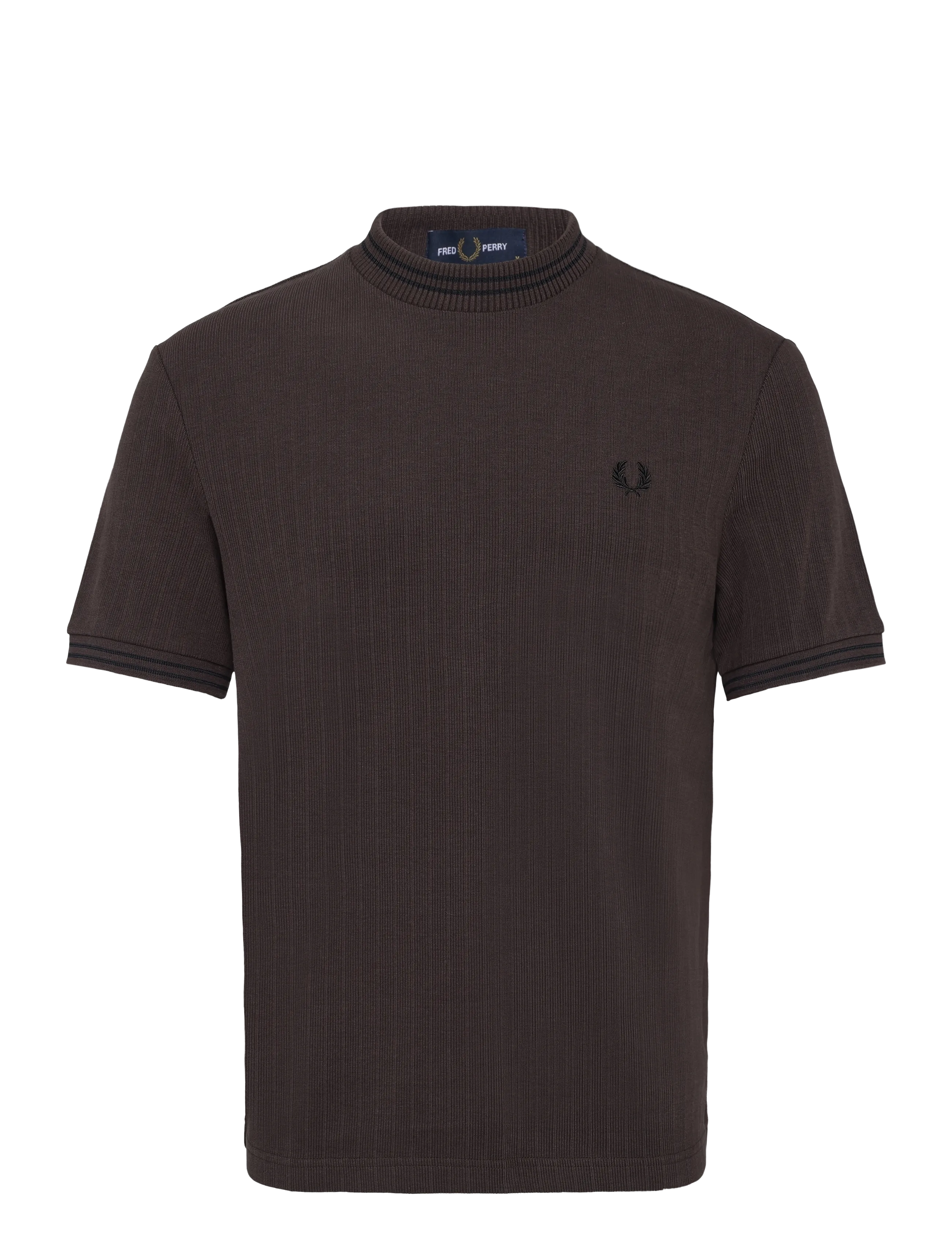 Fred Perry - RIBBED JERSEY T-SHIRT - kortærmede t-shirts - rich brown - 1