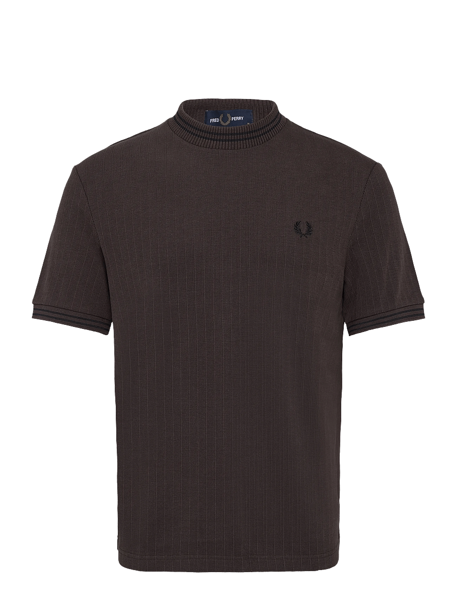 Fred Perry - RIBBED JERSEY T-SHIRT - lühikeste varrukatega t-särgid - rich brown - 1