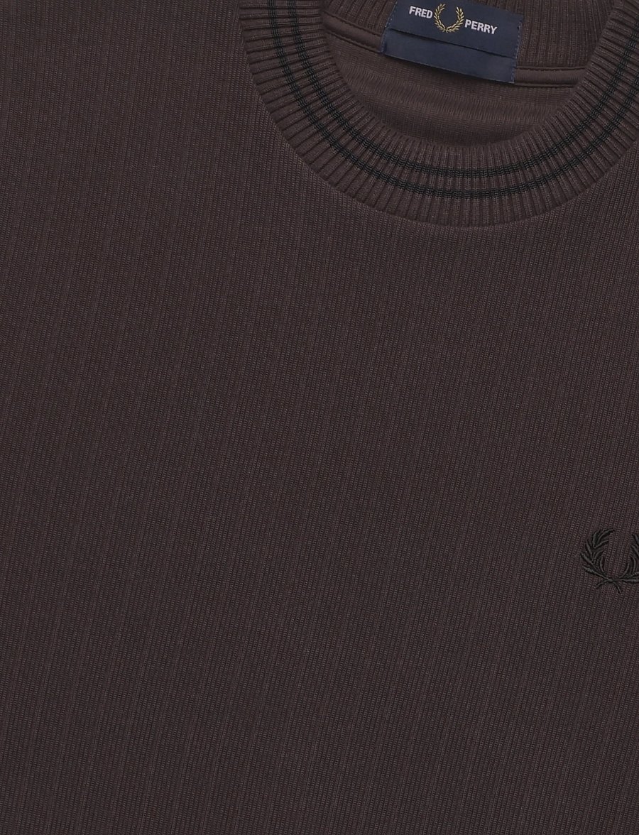 Fred Perry - RIBBED JERSEY T-SHIRT - lühikeste varrukatega t-särgid - rich brown - 4