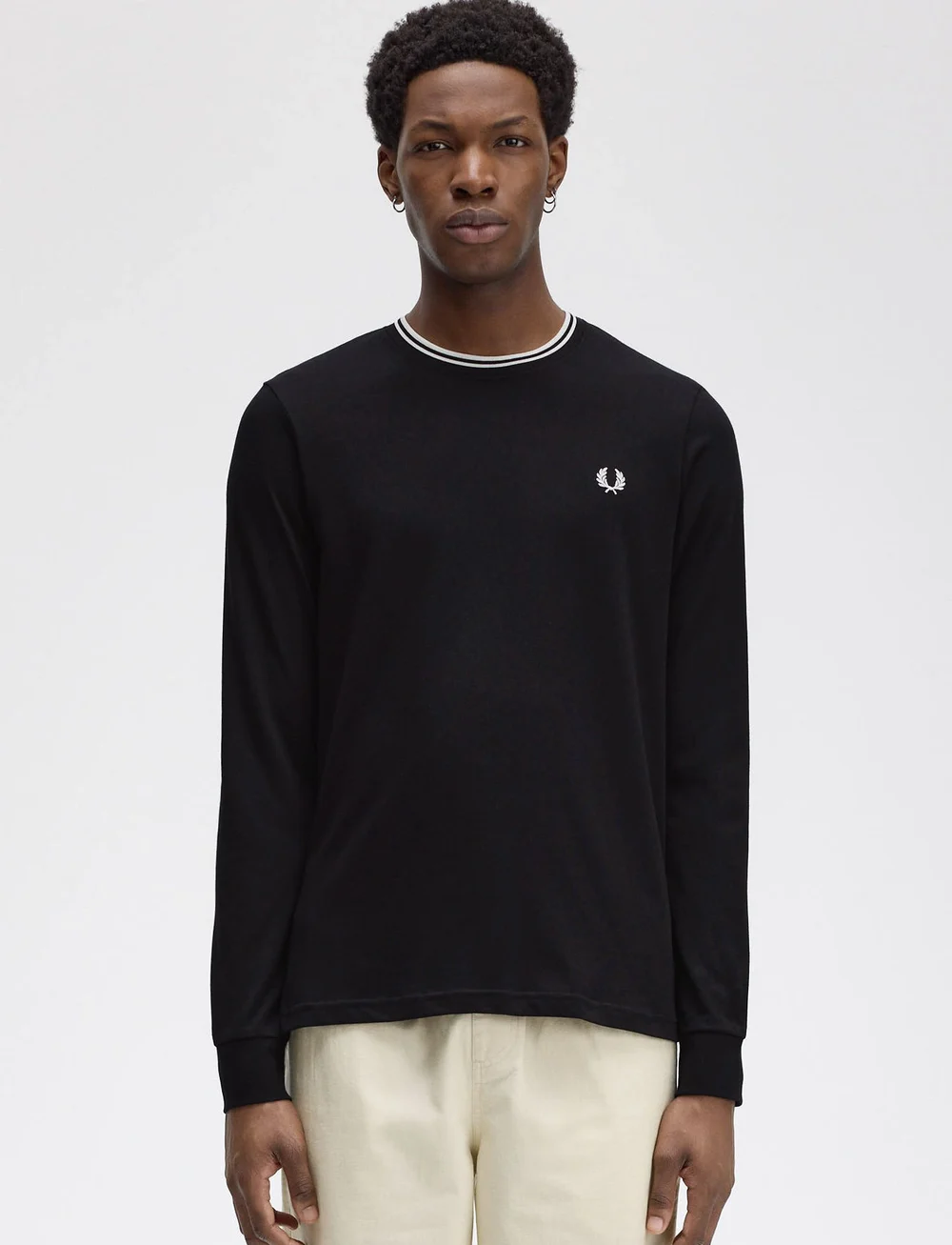 Fred Perry - TWIN TIPPED T-SHIRT - långärmade t-shirts - black - 0