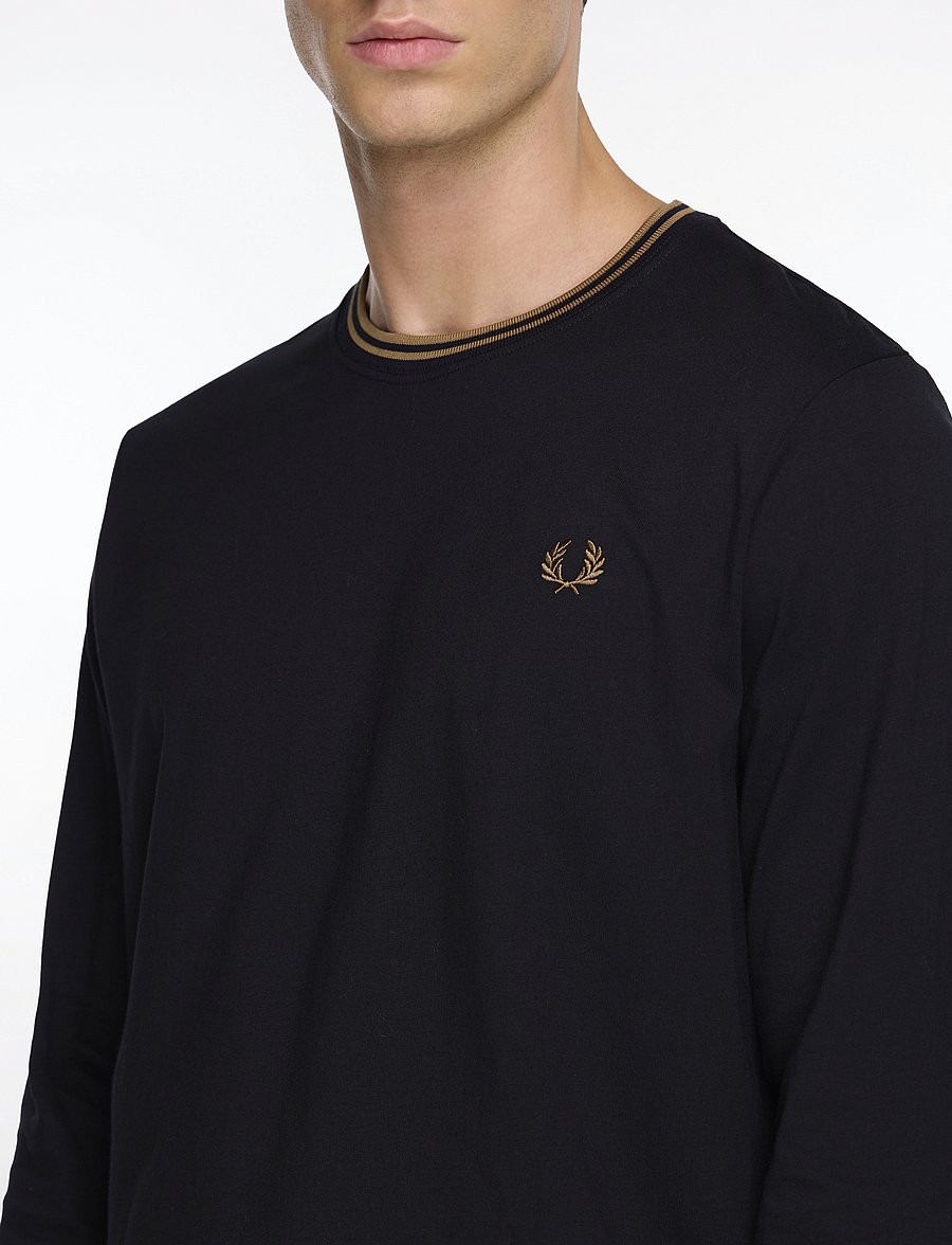 Fred Perry - LS TWIN TIPPED T-SHIRT - langærmede t-shirts - black - 5