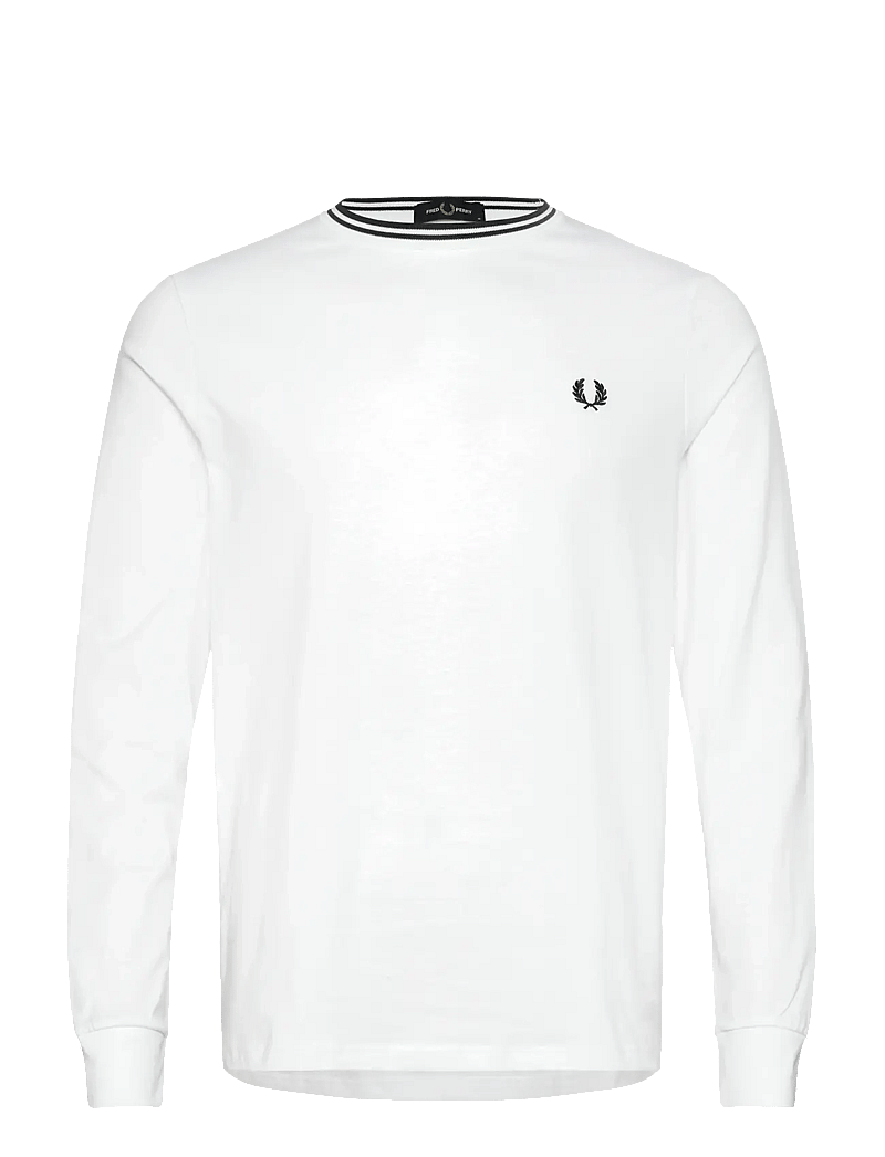 Fred Perry - LS TWIN TIPPED T-SHIRT - långärmade t-shirts - white - 0