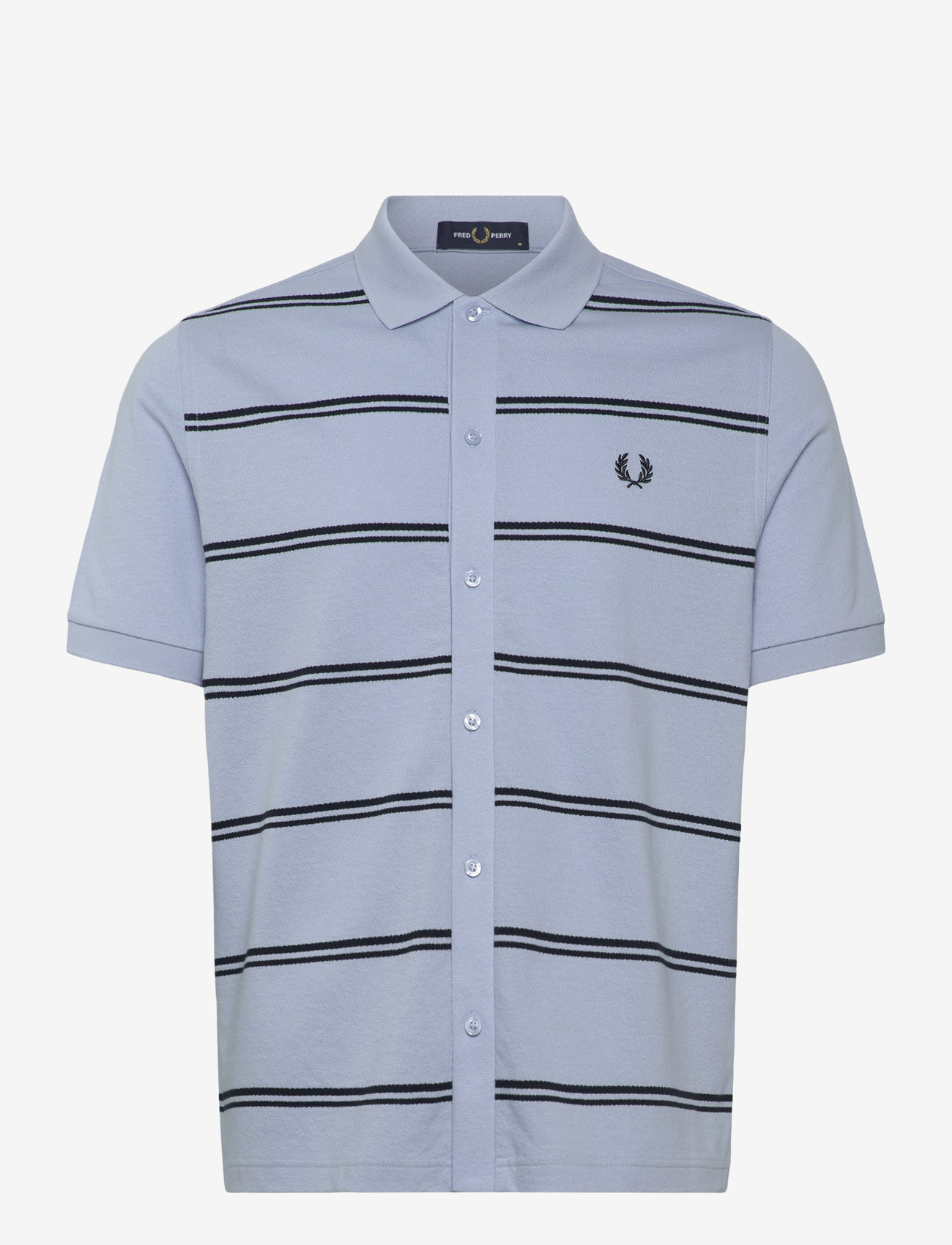 Fred Perry - STRIPED BUTTON POLO - short-sleeved shirts - light smoke - 0
