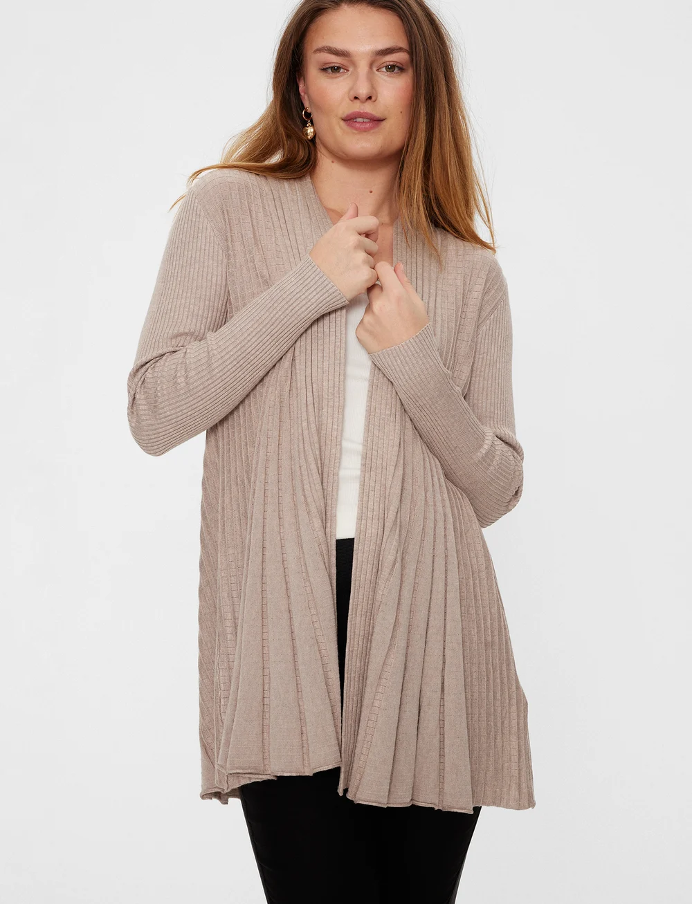 FREE/QUENT - Long cardigan - koftor - mushroom melange - 0